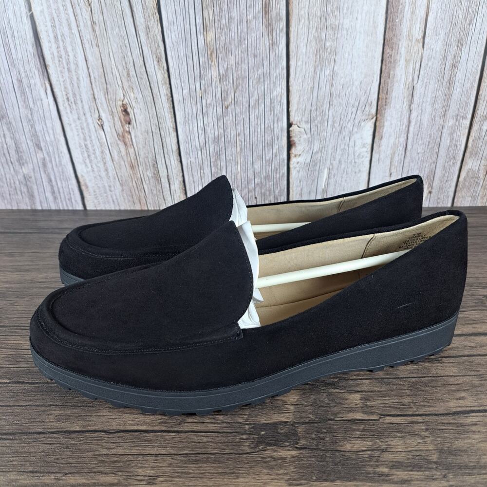 Easy Spirit E360 Esmargy Leather Suede Slip On Loafer Black Women's Sz 9.5 M
